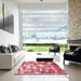 Square Abstract Pastel Pink Modern Rug in a Living Room, abs863