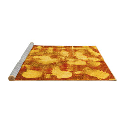 Sideview of Machine Washable Abstract Yellow Modern Rug, wshabs863yw