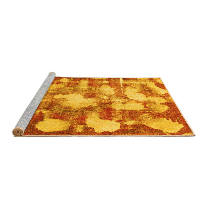 Sideview of Machine Washable Abstract Yellow Modern Rug, wshabs863yw