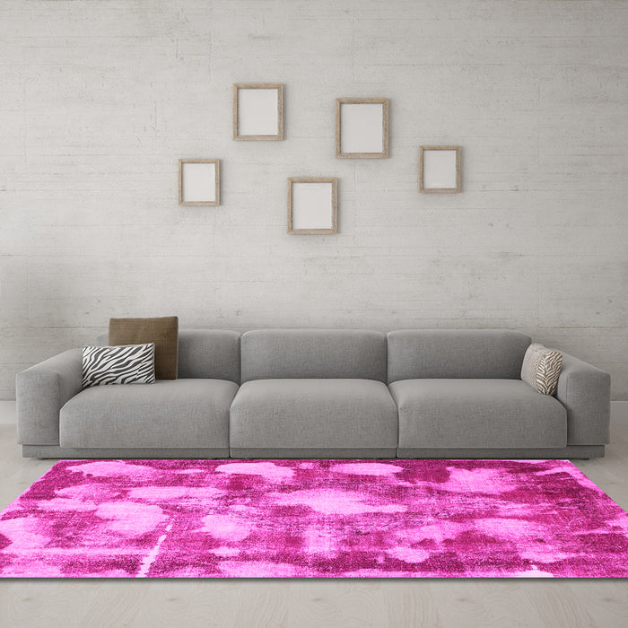 Machine Washable Abstract Pink Modern Rug in a Living Room, wshabs863pnk