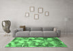 Machine Washable Abstract Emerald Green Modern Area Rugs in a Living Room,, wshabs863emgrn