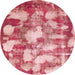 Round Abstract Pastel Pink Modern Rug, abs863