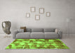 Machine Washable Abstract Green Modern Area Rugs in a Living Room,, wshabs863grn