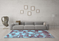 Machine Washable Abstract Light Blue Modern Rug, wshabs863lblu