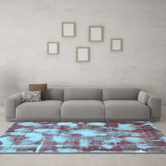 Machine Washable Abstract Light Blue Modern Rug in a Living Room, wshabs863lblu