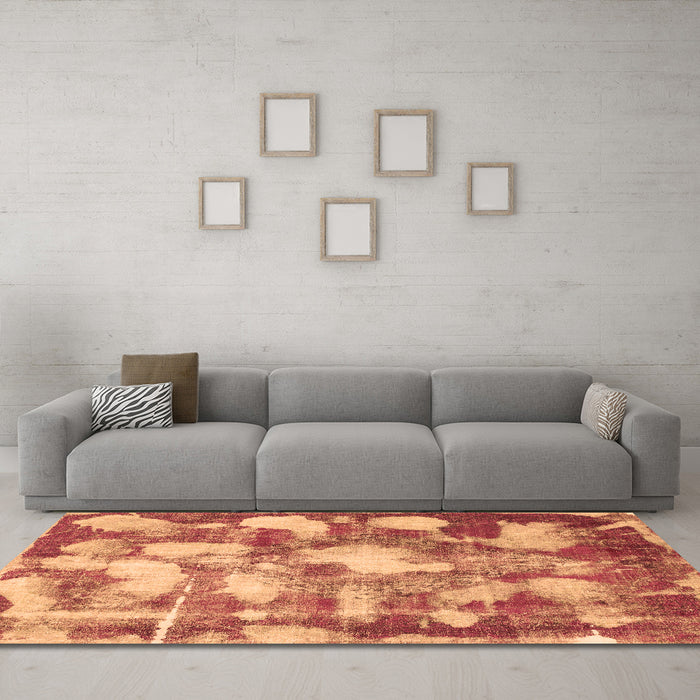 Machine Washable Abstract Brown Modern Rug in a Living Room,, wshabs863brn