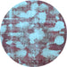 Round Abstract Light Blue Modern Rug, abs863lblu