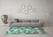 Machine Washable Abstract Turquoise Modern Area Rugs in a Living Room,, wshabs863turq