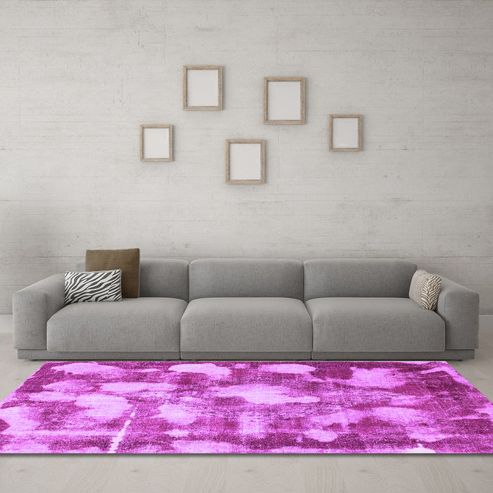 Machine Washable Abstract Purple Modern Area Rugs in a Living Room, wshabs863pur