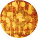 Round Abstract Yellow Modern Rug, abs863yw