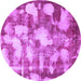 Round Machine Washable Abstract Purple Modern Area Rugs, wshabs863pur