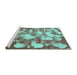 Sideview of Machine Washable Abstract Turquoise Modern Area Rugs, wshabs863turq