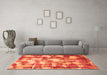 Machine Washable Abstract Orange Modern Area Rugs in a Living Room, wshabs863org