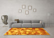 Machine Washable Abstract Yellow Modern Rug in a Living Room, wshabs863yw