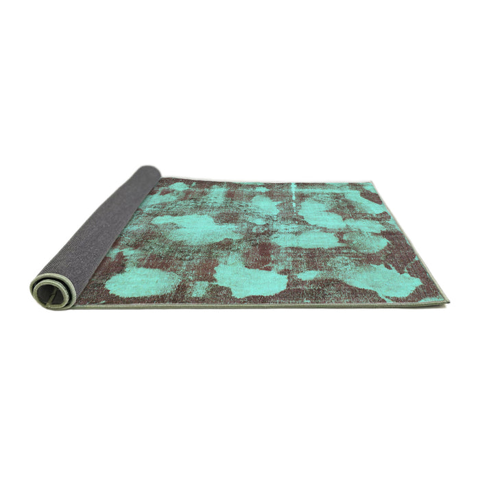 Sideview of Abstract Turquoise Modern Rug, abs863turq
