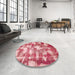 Round Machine Washable Abstract Pastel Pink Rug in a Office, wshabs863