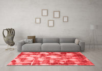 Machine Washable Abstract Red Modern Rug, wshabs863red