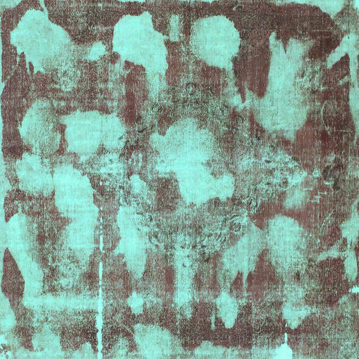 Square Abstract Turquoise Modern Rug, abs863turq