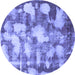 Round Abstract Blue Modern Rug, abs863blu