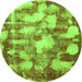 Round Abstract Green Modern Rug, abs863grn