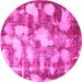 Round Machine Washable Abstract Pink Modern Rug, wshabs863pnk