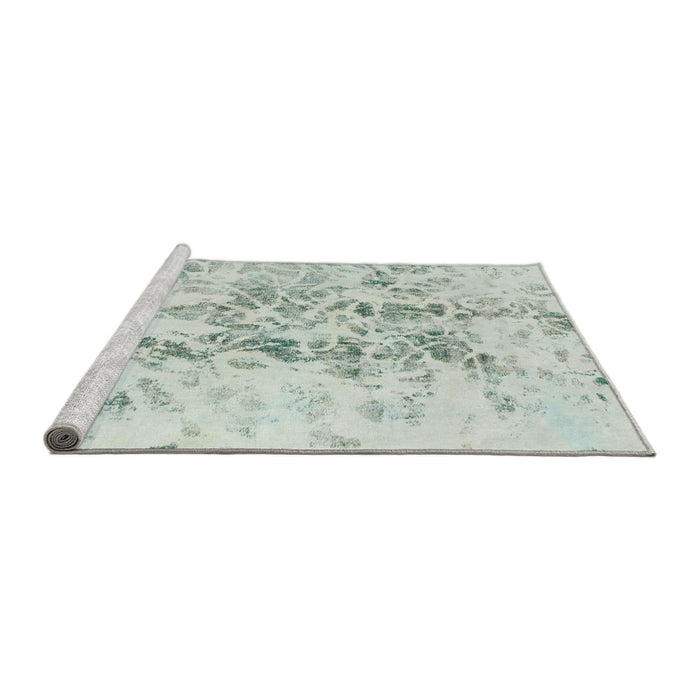 Sideview of Machine Washable Abstract Green Rug, wshabs864