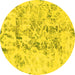 Round Machine Washable Abstract Yellow Modern Rug, wshabs864yw