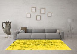 Machine Washable Abstract Yellow Modern Rug in a Living Room, wshabs864yw