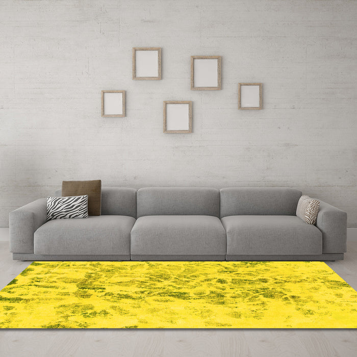Machine Washable Abstract Yellow Modern Rug in a Living Room, wshabs864yw