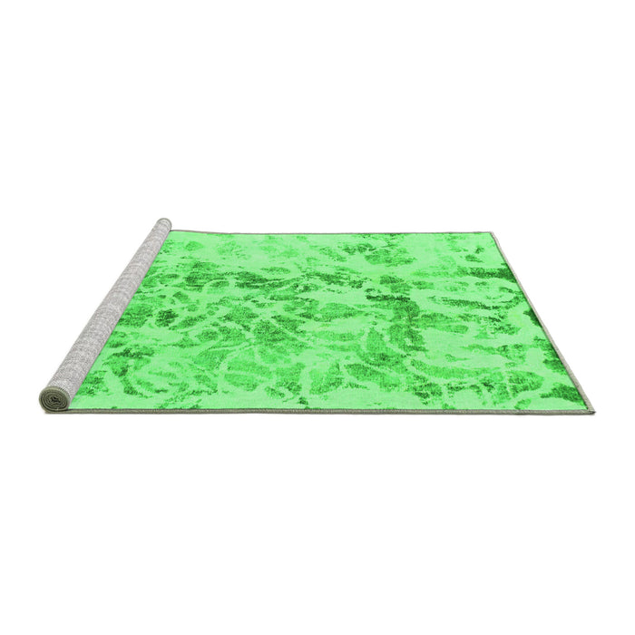 Sideview of Machine Washable Abstract Green Modern Area Rugs, wshabs864grn