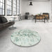 Round Machine Washable Abstract Green Rug in a Office, wshabs864