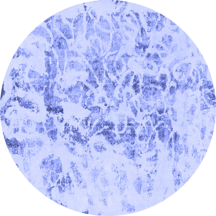 Round Machine Washable Abstract Blue Modern Rug, wshabs864blu