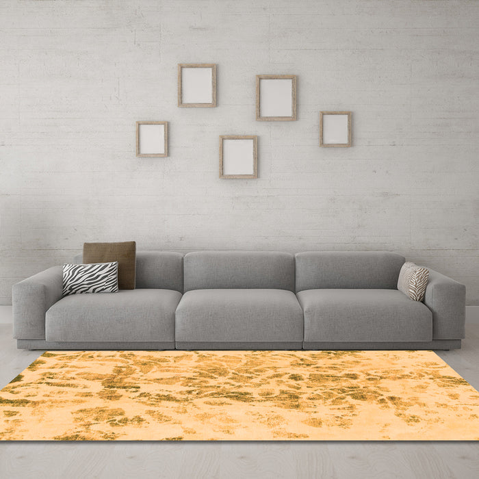 Machine Washable Abstract Orange Modern Area Rugs in a Living Room, wshabs864org