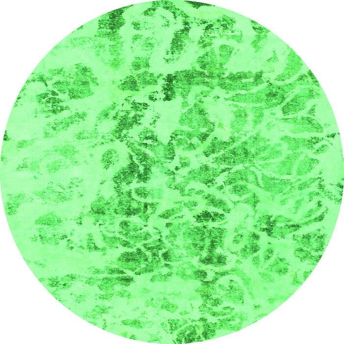 Round Abstract Green Modern Rug, abs864grn