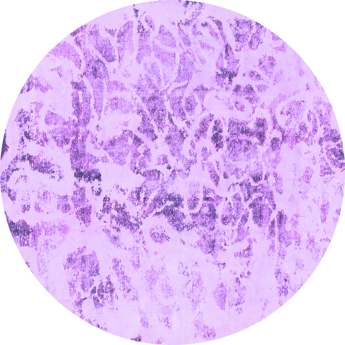 Round Machine Washable Abstract Purple Modern Area Rugs, wshabs864pur