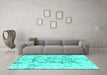 Machine Washable Abstract Turquoise Modern Area Rugs in a Living Room,, wshabs864turq