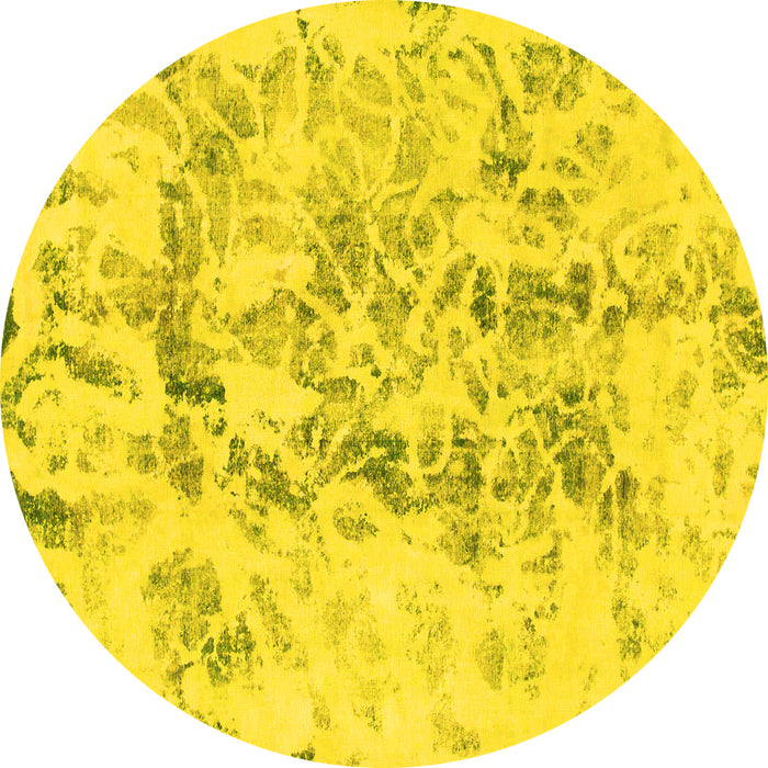 Round Abstract Yellow Modern Rug, abs864yw