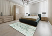 Machine Washable Abstract Green Rug in a Bedroom, wshabs864