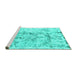 Sideview of Machine Washable Abstract Turquoise Modern Area Rugs, wshabs864turq