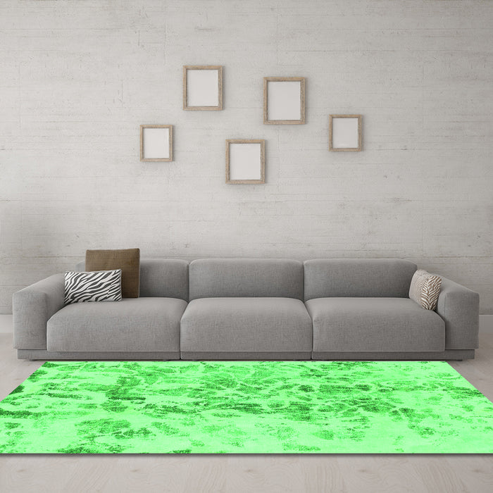 Machine Washable Abstract Green Modern Area Rugs in a Living Room,, wshabs864grn