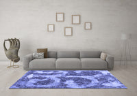 Machine Washable Abstract Blue Modern Rug, wshabs865blu