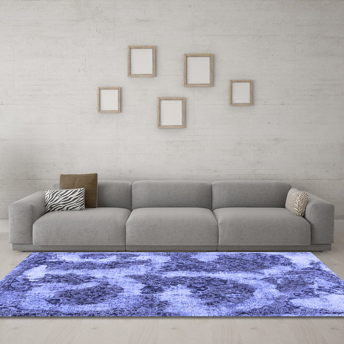 Machine Washable Abstract Blue Modern Rug in a Living Room, wshabs865blu