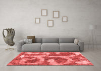 Machine Washable Abstract Red Modern Rug, wshabs865red