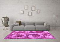 Machine Washable Abstract Pink Modern Rug, wshabs865pnk