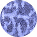 Round Abstract Blue Modern Rug, abs865blu