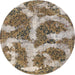 Round Abstract Tan Brown Modern Rug, abs865