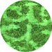 Round Abstract Green Modern Rug, abs865grn