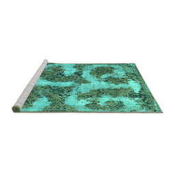Sideview of Machine Washable Abstract Turquoise Modern Area Rugs, wshabs865turq