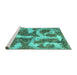 Sideview of Machine Washable Abstract Turquoise Modern Area Rugs, wshabs865turq