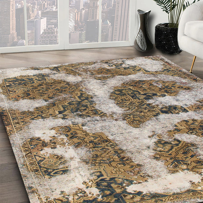 Machine Washable Abstract Tan Brown Rug in a Family Room, wshabs865